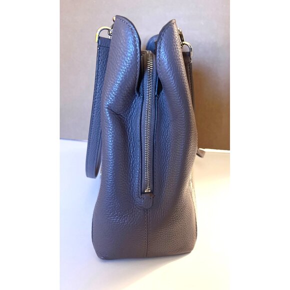 Kate Spade Jackson Taupe Brown Leather Triple Compartment Satchel Snake Embossed - Picture 3 of 12